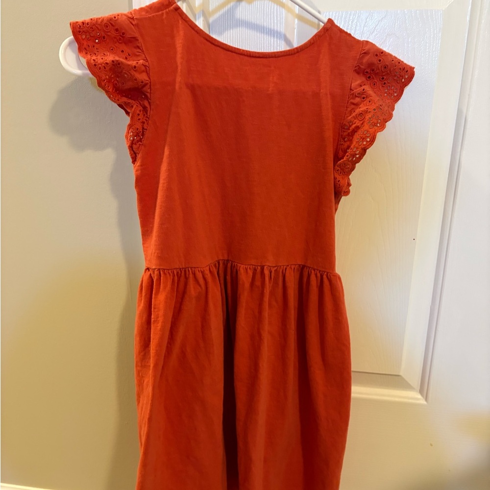 Cat & Jack Burnt Orange Eyelet Flutter Sleeve Dress